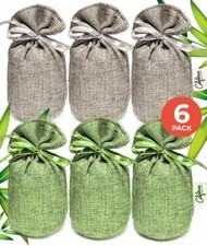 Mini Bamboo Charcoal Air Purifying Bags 6-Pack , 50g Green Grey