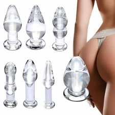 Anal Butt Plug Crystal Glass S/M/L Set for Women Men Sex Toy G-spot Massager NEW
