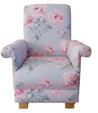 Laura Ashley Beatrice Cyclamen Fabric Adult Chair Grey Pink Floral Armchair Rose