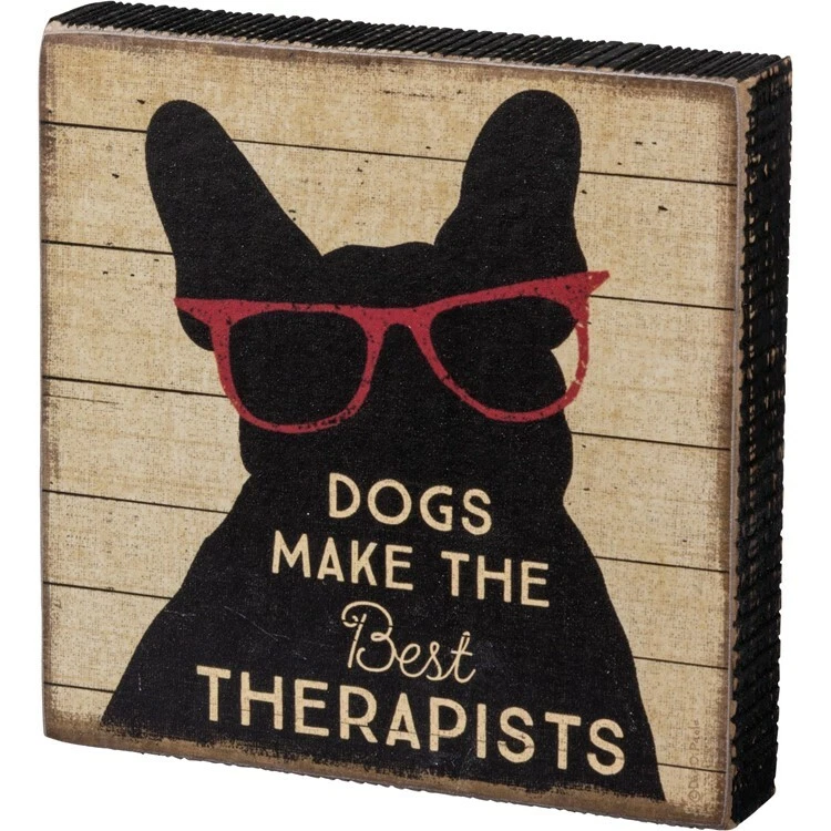 "Dogs Make the Best Therapist"  Wooden Block Sign Hang or Free Standing - Image 2 of 2