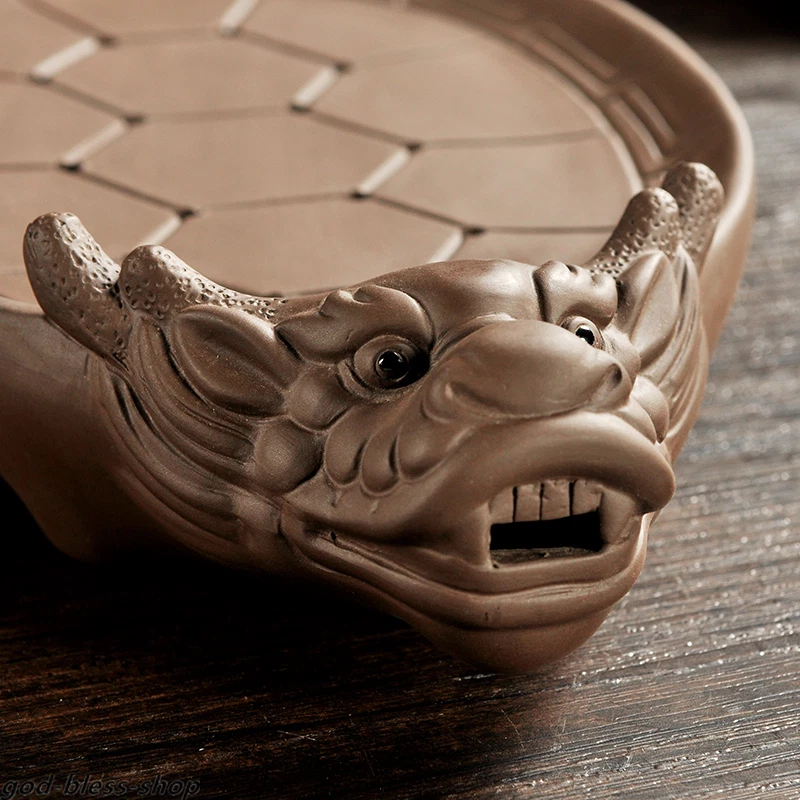 Creative Reservoir Tea Tray Turtle Statue Yixing Zisha Purple Clay Holder Plate - Image 3 of 4