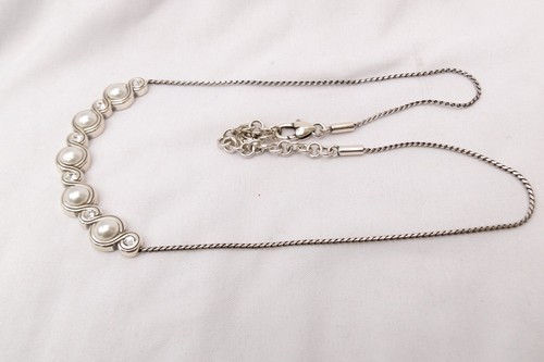 Brighton Infinity Silver Glass Pearl Crystal Collar Necklace - Picture 5 of 8