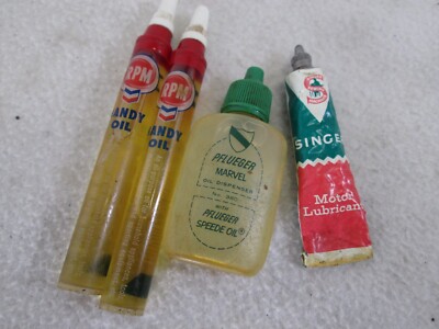 Vintage lot of RPM Handy Oil, Singer grease tube & Pflueger Speedee oil