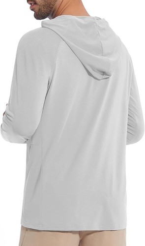 UUMIAER Men'sUPF 50+Hoodie Shirts Long Sleeve Rash Guard Shirt Sun Protection XL - Picture 2 of 6