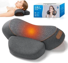 Neck Massager Pillow Heat Shiatsu Cervical Traction Dark Gray MSRP 109.99