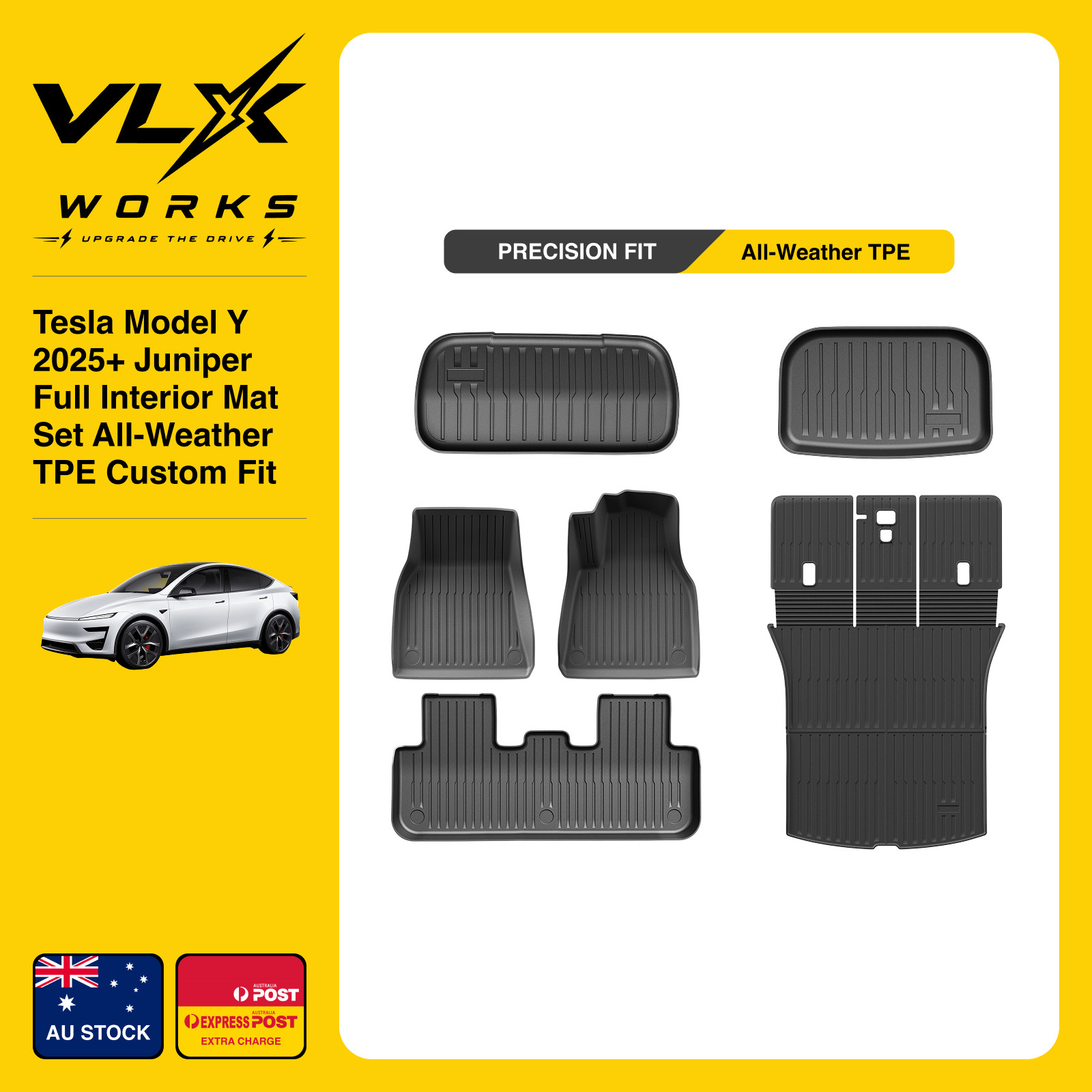 Tesla Model Y 2025+ Juniper Full Interior Mat Set All-Weather TPE Custom Fit