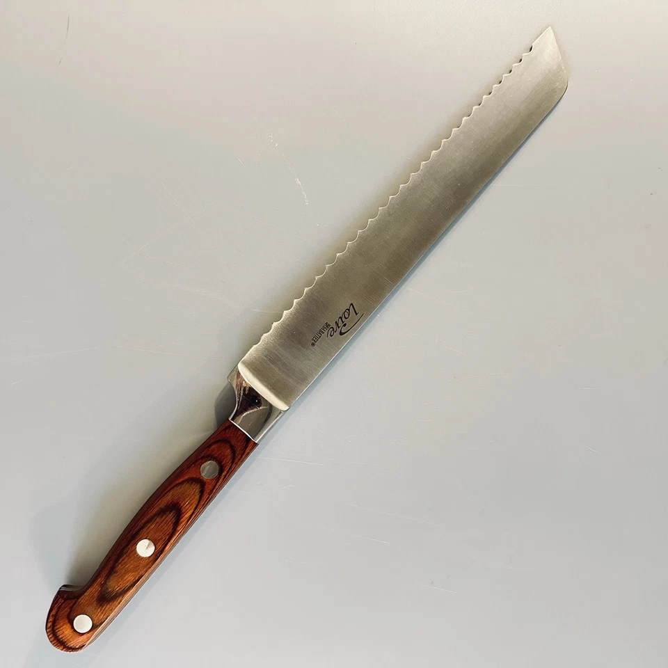 3 Vtg Sabatier Loire Knives Wooden Handle Stainless Chef Carving Bread Knife - Image 2 of 4