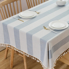 Blue and White Stripe Cloth Tablecloths 55 X 70 Inch Table Cloth Rectangle Table