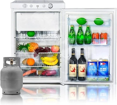 Smad 3.5 cu ft 3 Way Gas Fridge 12V Fridge Caravan Camper RV Refrigerator Cabin