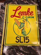 Vintage possibly Rare Lemke corn sign  Seed Sign  Farm Corn Sign Heavy Plastic