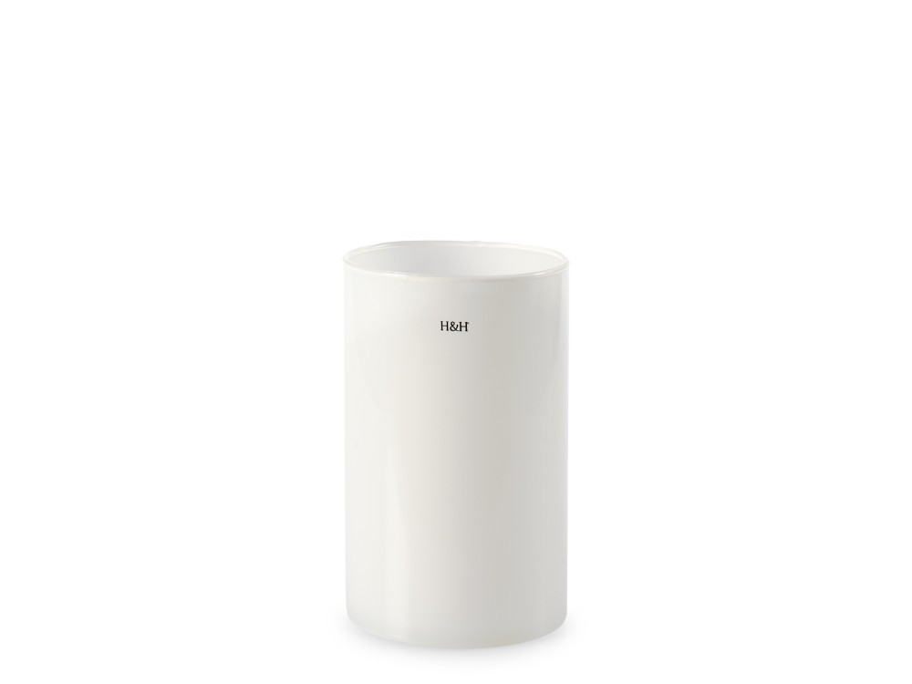 H&H Cylindrical Glass Vase White 12X20H