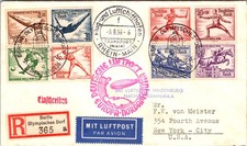 1936 Germany Zeppelin LZ 129 Hindenburg Olympic Flight Cover to New York NY USA