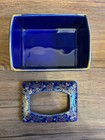 Nissan Bluebird Ceramic Ashtray Cobalt Blue Gold Flower Rare with Box Used