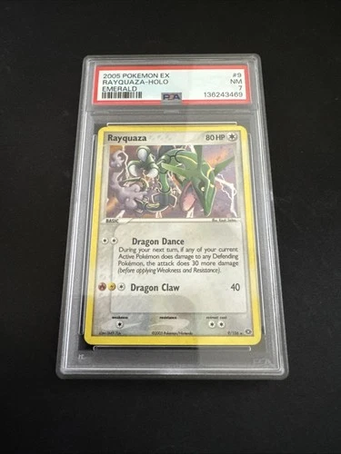 Pokemon Card Rayquaza EX Emerald Holo Rare #9 PSA 7 Near Mint