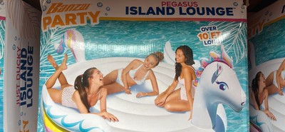 Pool Float Pegasus  Island Lounge over 10 FT long limit 600 lb Box Damaged.
