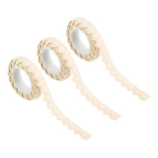 3pcs 0.6" Wide 2 Yards Self-Adhesive Lace Tape Ribbon Stickers for Craft Beige
