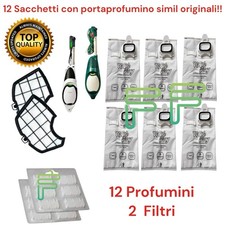 12 Sacchetti Folletto VK140 VK150 12 Profumini 2 Filtri MULTISTRATO PREMIUM
