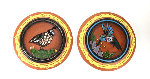 Bruce Linder Terracotta Wall Hanging Art Southwest Quail Cactus Hummingbird 2