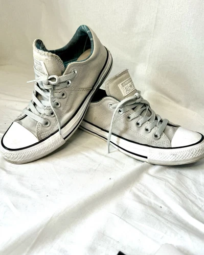 Scarpe da ginnastica basse Converse All Star donna grigio tela fodera a quadri UK 5