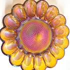Indiana Glass Iridescent Gold Carnival Deviled Egg Relish Plate 11" HEAVY VTG