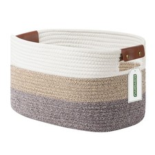 Cotton Rope Basket , Storage Baskets with Handle, 15x10x9 Inch Woven Basket f...