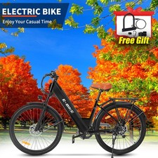 26" 500W Electric Bicycle Fat Tire City Ebike 25Mph W/Shock Absorber Black