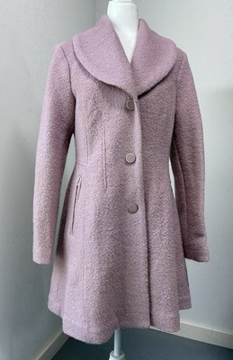 Guess Y2K Pale Pink Fit & Flare Bouclé Wool Blend Coat - Size M NEW Without Tags