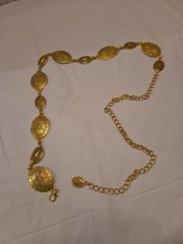 Very Nice Brass tone western concho chain belt B