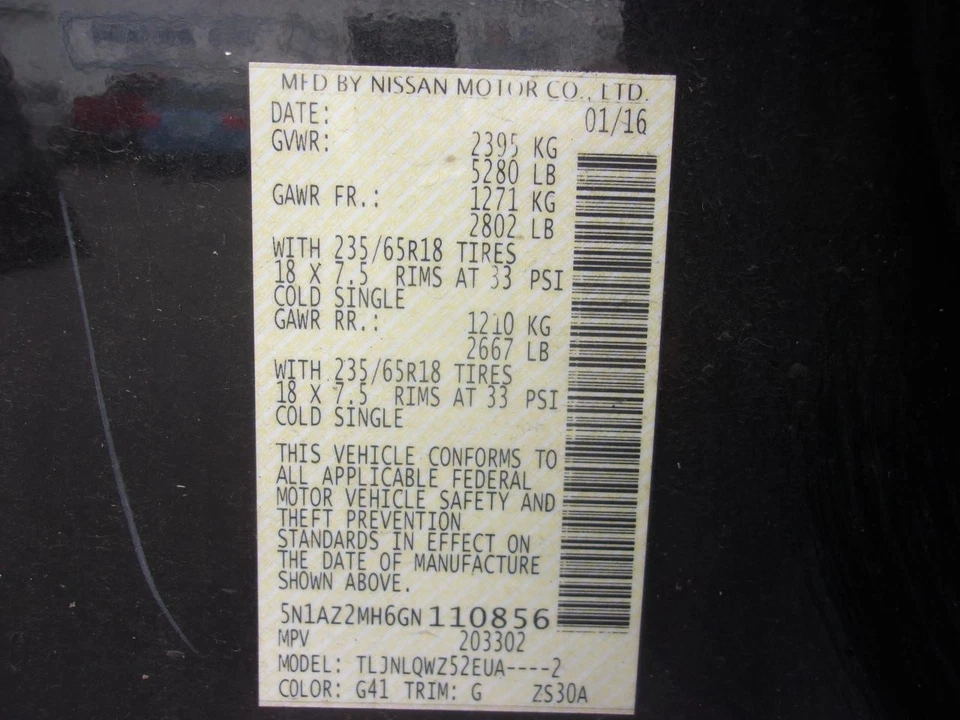 Used Fuel Injection Air Flow Meter fits: 2016 Nissan Murano thru 12/31/15 Grade - Image 3 of 4