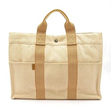 HERMES New Fool Toe MM canvas Tote Bag Orange USED