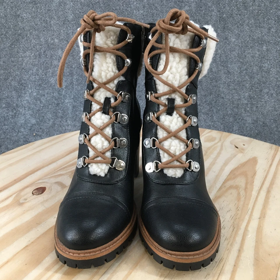Nine West ботинки женщин 8 М Penni искусственного меха отделки шнурует вверх молнии каблуки ботинок черный - Изображение 4 из 4