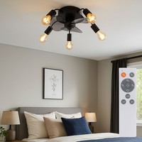 Deckenlampe Ventilator Deckenventilator Fernbedienung Timer Vor-RüCklauf 5X E27