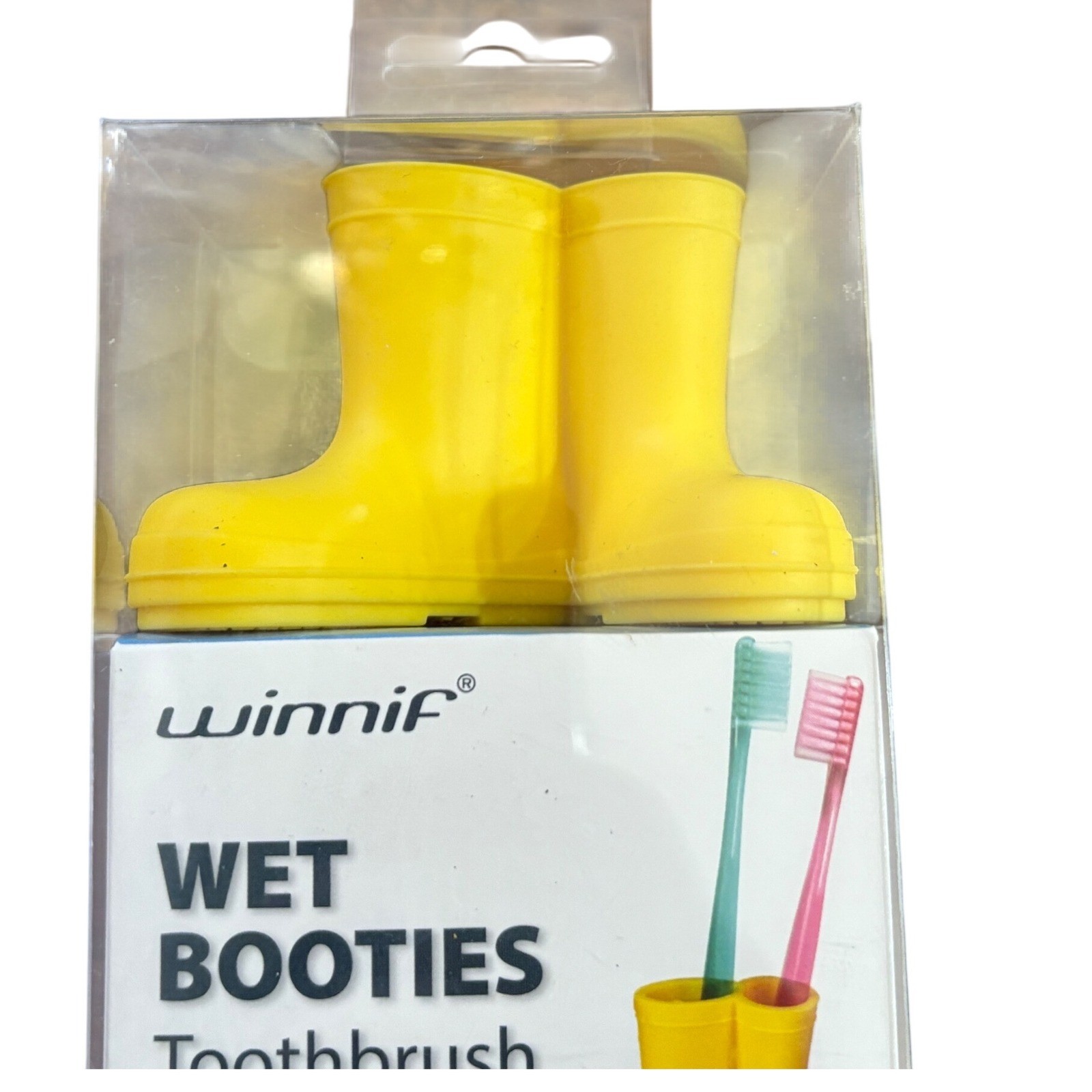 Winnif Wet Booties Yellow Toothbrush Holder New in Box Bathroom Decor Kids Child