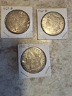 Lot of 3 1921-D Morgan Silver Dollars  Denver Mint  Circulated 90% Silver