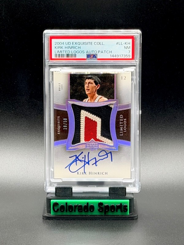KIRK HINRICH 2004 Exquisite Limited Logos Game-Worn Patch Autograph 18/50 PSA 7