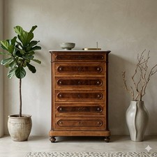 Commode Ancienne Acajou Merisier 6 Tiroirs Italie XIXe Siècle Originale