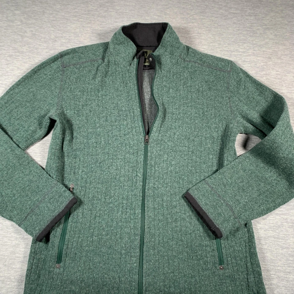 Chaqueta prAna Para Hombre Grande Verde Mezcla Lana Cremallera Completa Vellón Forrado Bolsillos Exterior Foto 2 de 4
