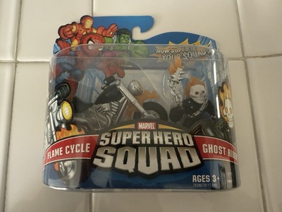 Marvel Super Hero Squad Flame Cycle & Ghost Rider 2'' Figures Hasbro