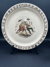 VINTAGE WALLACE CHINA - WESTWARD HO - RODEO PATTERN - CHOP PLATE PLATTER 13.25"