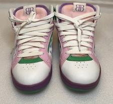Vintage Big Black Christopher Boykin High Top Skate Shoes Pink Purple Green Sz 6