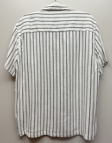 NUOVA camicia Zara Join Life uomo bianca floreale a righe manica corta tg. L - Foto 5 di 7