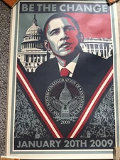 Shepard Fairey “Be The Change” Barack Obama Inauguration Lithograph Poster Art