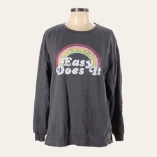 Wildfox Easy Does It Gray Rainbow Graphic Sweatshirt Size M Oversized Pullover