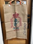 Large Coffee Bag, Jute Burlap Sack Balinese Organic Blue Krishna/Dark Coffee EUC
