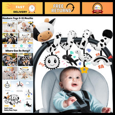 High Contrast Baby Car Seat Toys 0-6 Months - Sensory Hanging Stroller Accessori