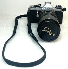 Pentax ME 35mm Film Camera w/ JC Penney 80-200mm Lens + Soligor Cap + Strap