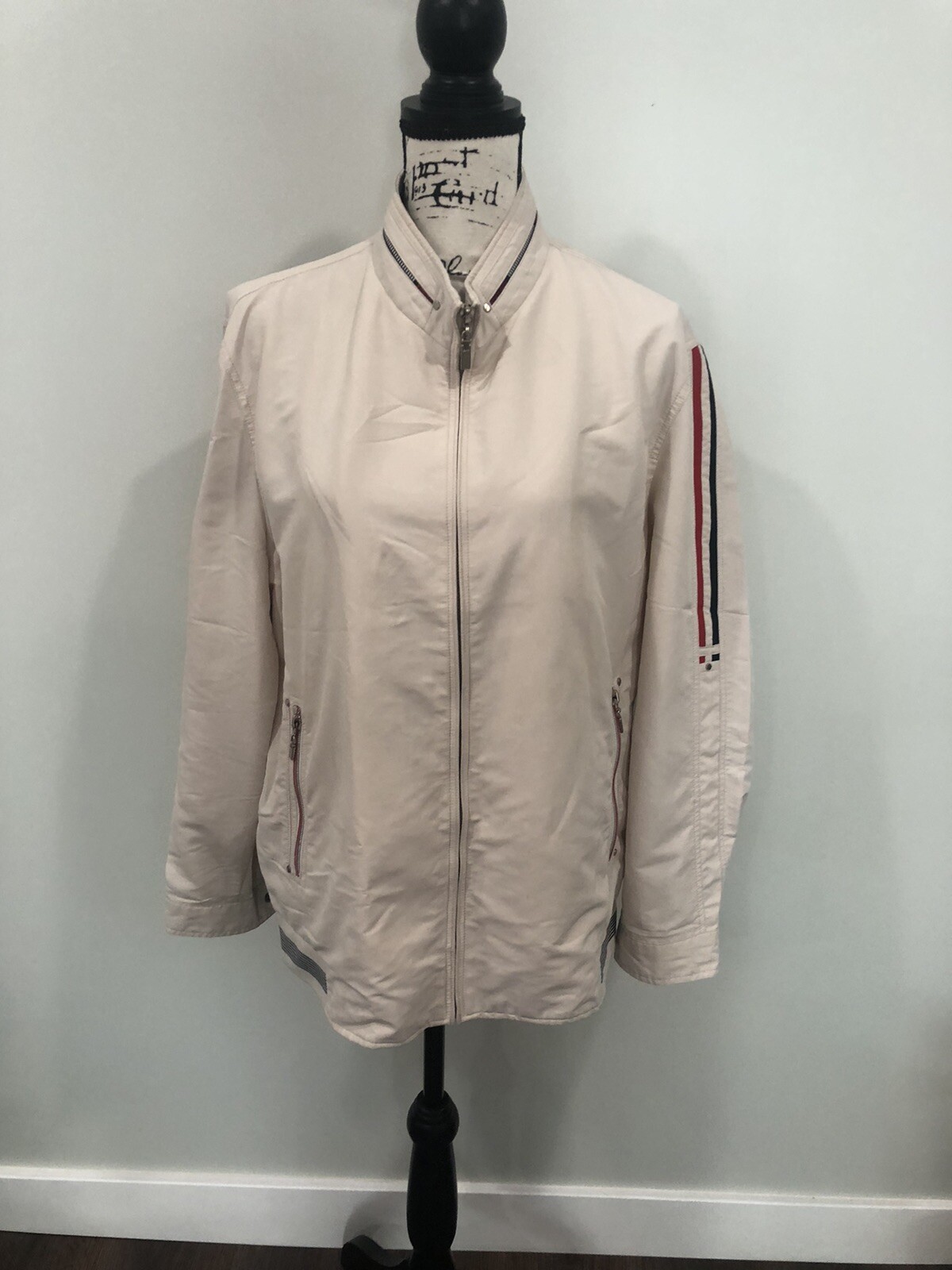 Arnaldo Bassini Golf Basics Ivory Beige Unisex Jacket Windbreaker Size Large #S4