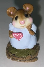 RETIRED Wee Forest Folk (M-080) Girl Sweetheart (Blue) Figure (No Box)