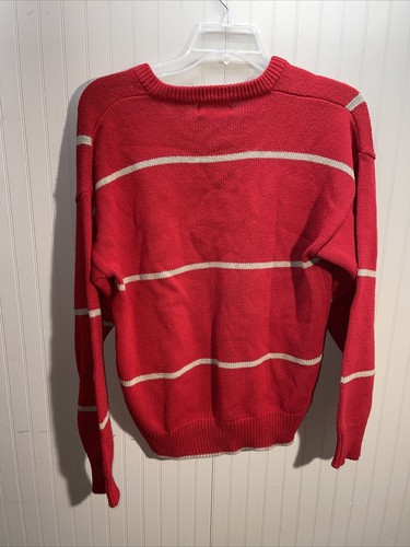 Vintage 1980s Aureus Men’s Golf Sweater Red Beige Acrylic Cotton Blend M - Picture 4 of 8