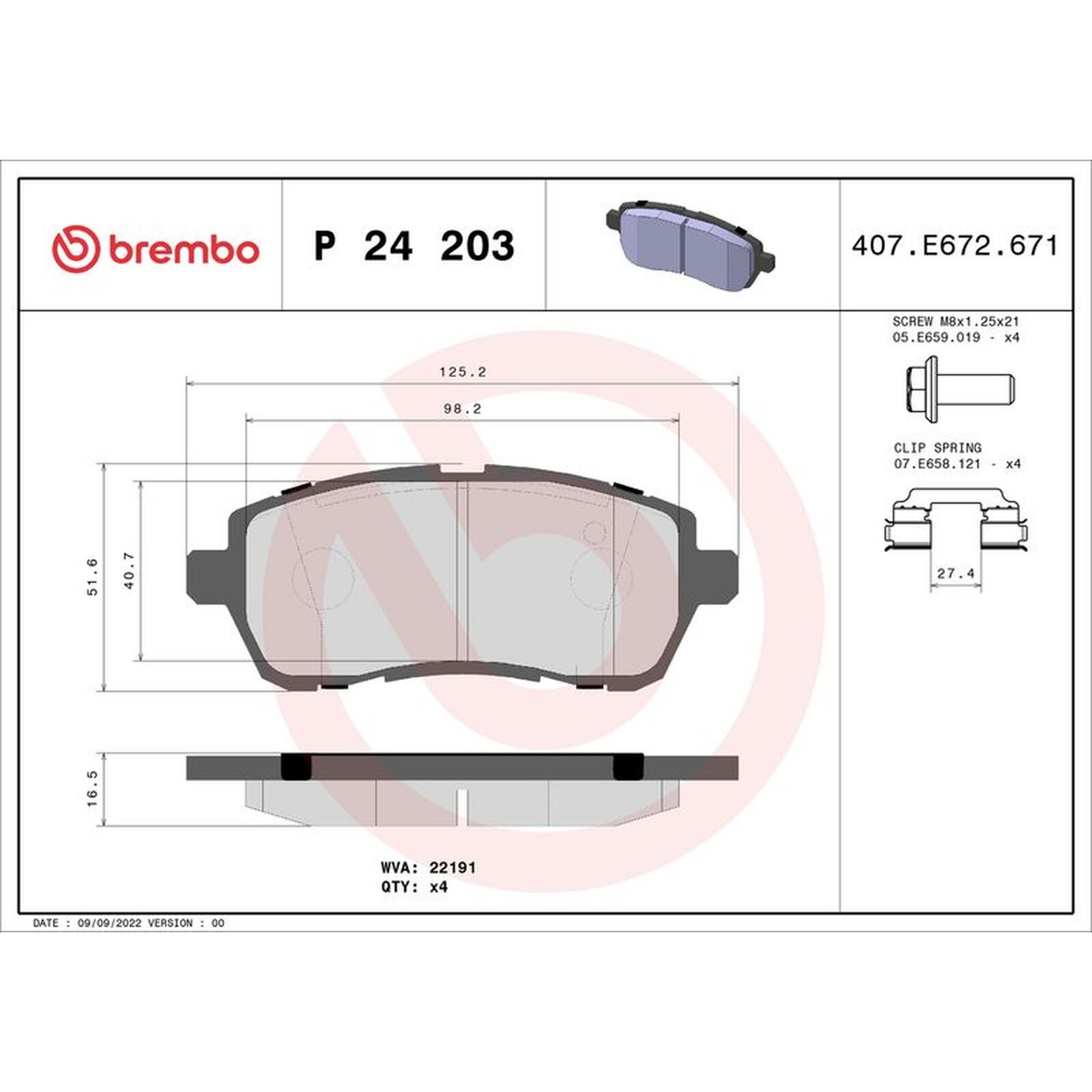 Brembo Prime Brake Pad Set P24203 Fits Ford Front Axle - Free Shipping